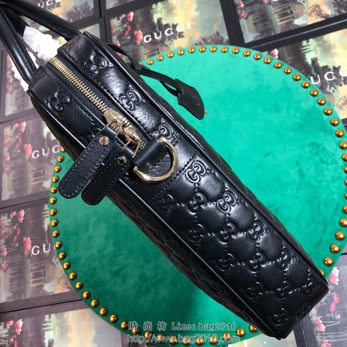 GUCCI 古馳男包 新款 201480 克壓皮 男士手提包 Gucci公事包